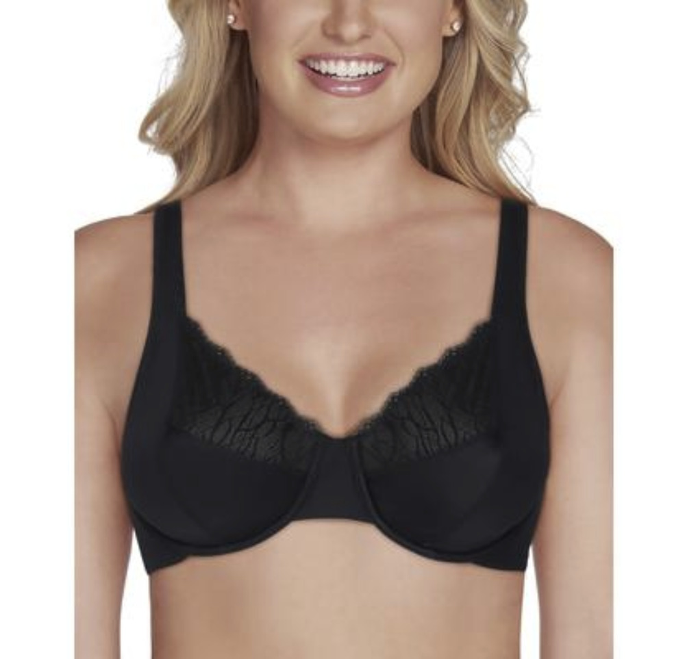 Vanity Fair Women Lace Full Figure Underwire Minimizer Bra Black Size 44D